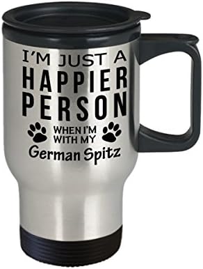 חובב כלבים טיול ספל קפה - אדם מאושר יותר עם מתנות הצלה של בעלי שפיץ גרמני