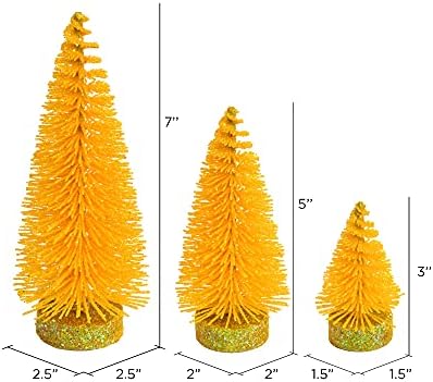 ויקרמן 3 -5 -7 נצנצים צהובים אורן סגלגל עץ חג המולד מלאכותי, סט של 3 - סט עץ חג המולד פו - תפאורה ביתית מקורה