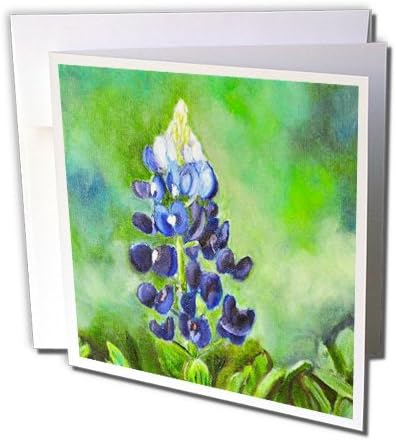 3 רוז מליסה א. טורס אמנות פרחים-ציור של כחול בודד בשדה הדשא-1 כרטיס ברכה עם מעטפה