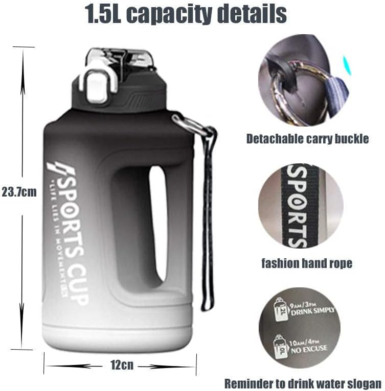 בקבוק מים מוטיבציוני של 0.40 ליטר עם טייק טיימס עם BPA אטום דליפת קש ​​חינם כוסות גדולות לשימוש חוזר כוסות קיבולת גדולות