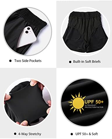 Lecieldusoir 3 '' מכנסיים שחייה קצרים במותניים, בגד ים בגד ים, תחתונות UPF 50+ לוח בגדי ים קצרים בגדי ים בגדי ים עם