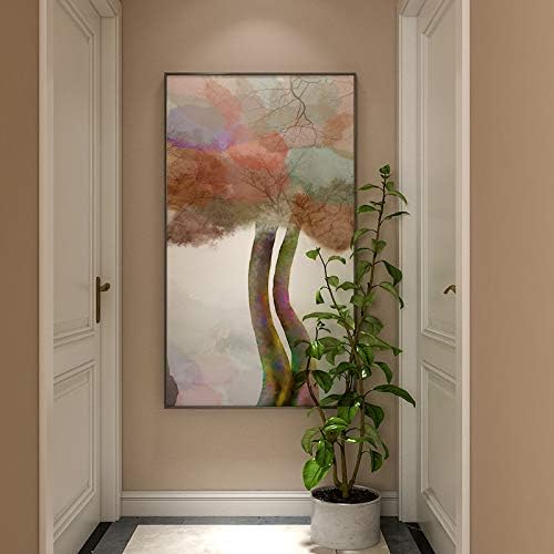 נוף מצויר ביד ציור שמן - תקציר צמח עץ גדול בגודל גדול כניסה אנכית ציור שמן שמן על בד, יצירות אמנות מודרניות לעיצוב