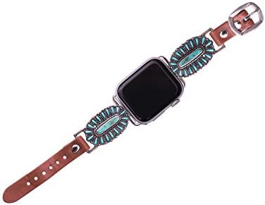 תואם 44 ממ/42 ממ עבור Apple Watch Series 5, סדרה 4 גרסה גדולה, להקת שעון טורקיז מערבית עדינה מס '12