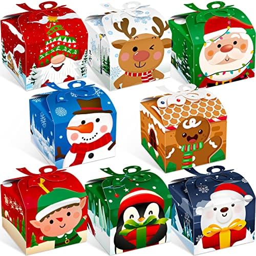 32 יחידות קופסאות מתנה לחג המולד עם קשת 3 קופסאות נייר טובות לחג המולד שלג קופסאות מתנה לילדים מסיבת חג המולד