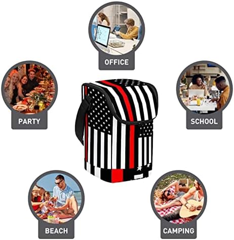קופסא ארוחת צהריים לנשים, קופסא ארוחת צהריים לגברים, שקית אוכל קטנה, אמריקאי דגל שחור לבן דפוס