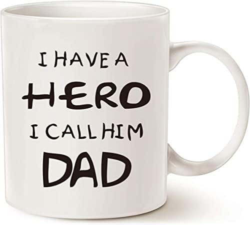 אבות יום עבור אבא קפה ספל, יש לי גיבור אני קורא לו אבא מצחיק הטוב ביותר יום אב יום הולדת מתנות עבור אבא אבא כוס, לבן