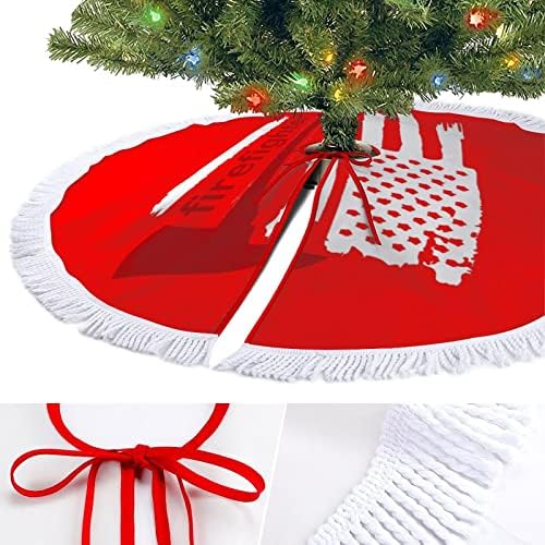 חצאית עץ חג המולד של כבאי הכבאי האמריקני עם ציצית למסיבת חג מולד שמח תחת עץ חג המולד