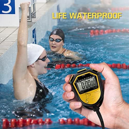 Xixian Stop Stopwatch Digital Digital LCD Timer Chronograph Charonograph Sports עם רצועה לשחייה אימוני כדורגל