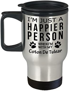 חובב כלבים טיול ספל קפה - אדם מאושר יותר עם קוטון דה טוליר - מתנות הצלה בעלים