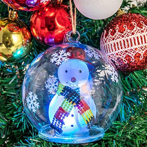 MUMTOP חג המולד שלג שלג קישוטי גלובוס שלג - כדורי זכוכית מוארים לחג המולד, קישוט עץ חג המולד, צבע קישוט LED