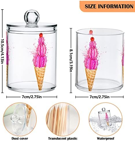 Yyzzh פינק קקטוס גלידת מים בצבע מים קקטוסים קיץ 4 מארזים מתקן מחזיק QTIP לכדור כותנה כדורים עגולים חוט דנטלי 10