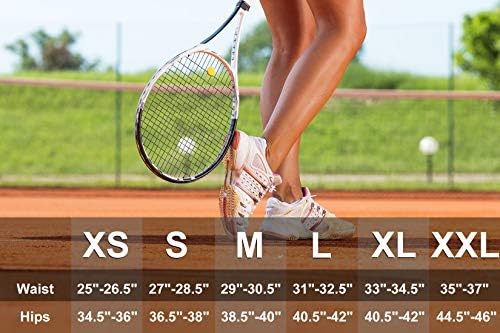 4 כיסים להגנה מפני קרינה אולטרה סגולה לנשים 20& 34; חצאית באורך הברך הצנועה אתלטי ריצה טניס גולף כיסי רוכסן