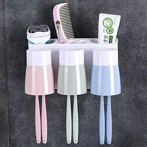 LIXFDJ קיר אמבטיה רכוב מברשת שיניים, משחת שיניים אוטומטית מתקן מברשת שיניים מברשת שיניים, לשיש מקלחת אמבטיה משפחתית, שלוש