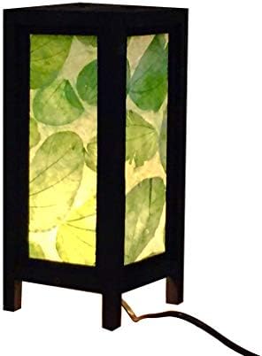 ירוק טבע אמיתי עלים בעבודת יד אסיה מזרחי עץ אור לילה מנורת צל שולחן שולחן אמנות מתנת בית בציר מיטת חדר שינה גן