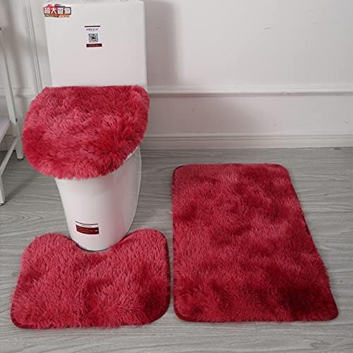 XZJMY 3 חתיכות סט שטיחים אמבטיה, מחצלת אמבטיה, מחצלות ללא החלקה וסופגת, מחצלת רצפה, שטיח קווי מתאר בצורת U