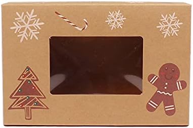 מתנות דקורטיביות מעודנות לחג המולד, קופסאות מאפיית נייר קראפט, קופסאות עוגיות מאפייה לחג המולד של 12 פאק עם חלון תצוגה