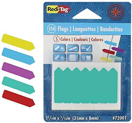 רדי - תג מיני חץ דגלי דף, כחול / מנטה / סגול / אדום / צהוב, 154 דגלים/חבילה