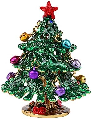 פסלינו חג המולד עץ תכשיטי תכשיט תיבת עם צירים וצבעוני פעמוני יד-צבוע קישוטי מתנה עבור בית תפאורה
