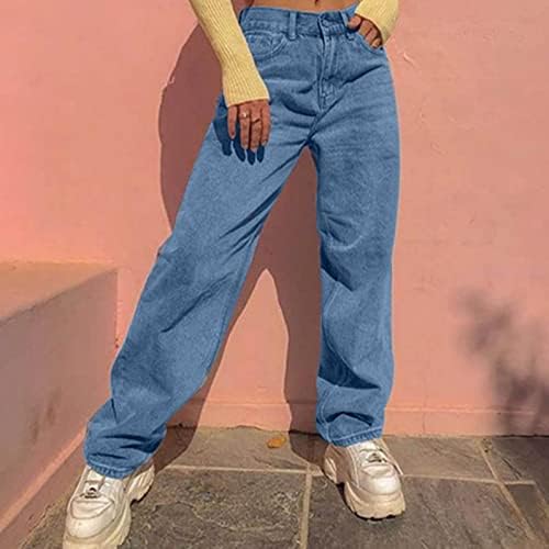 ג'ינס לנשים מותניים גבוהים רזים רזים קרועות במצוקה ג'ינס נערות נערות Y2K מכנסי ג'ינס רגל רחבים מכנסי ג'ינס רופפים