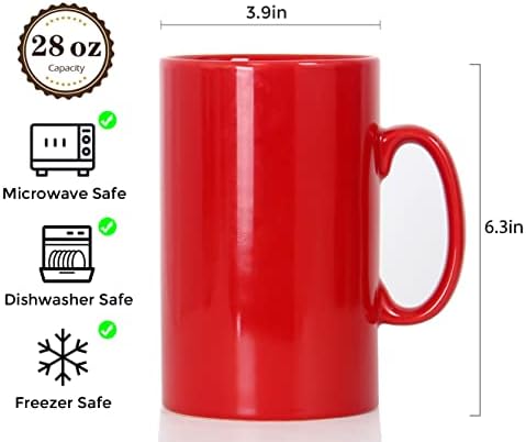 סמילטה 28 עוז ספל קפה קרמי גדול במיוחד, מ018 פורצלן קלאסי בוס כוס תה סופר גדולה עם ידית למשרד ולבית, אדום