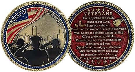 מטבע אתגר צבאי מתנה ותיקי ארצות הברית מתנה להנצחה עם 5 מטבעות, אדום