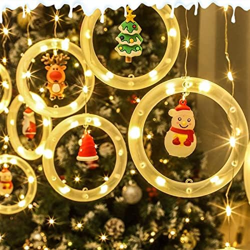 אורות טבעת לעיצוב חג המולד, 2023 שדרוג 125 אורות LED 9.84 רגל אורות עץ חלון חג המולד, קישוטי חג המולד אורות מיתר עם