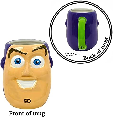 ספל צעצוע של ראלם פיקסאר עם פנים 3 באז שנות אור, גדול במיוחד 20 עוז. קרמיקה תה או קפה כוס