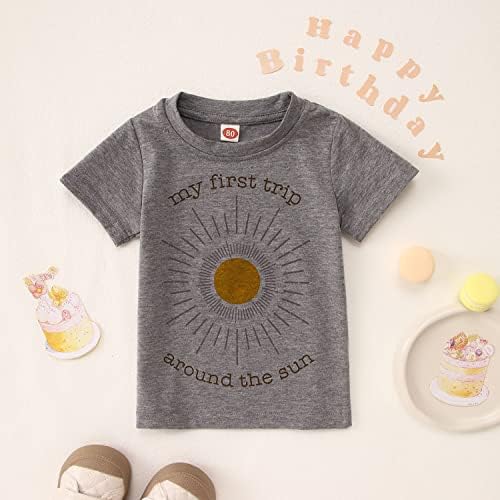 חולצת יום הולדת 1 לתינוקות בנות בנים חמוד שמש חמוד מכתבים דפוס חולצת טריקו