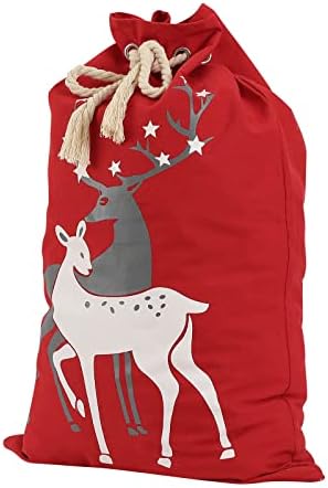 שקית חג המולד של Thovsmoon סנטה סאק עם שרטוט איילים איילים אדום משלוח אדום תיק מתנה שקית חג המולד מציגה גודל גדול 19.5 x27.5