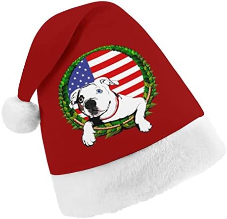 אמריקאי בולדוג אמריקאי דגל חג המולד כובע רך קטיפה סנטה כובע מצחיק כפה עבור חג המולד לשנה חדשה חגיגי מפלגה