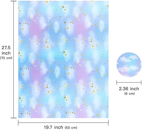 גיליון נייר עטיפה של גלקסיה עטיפה-12 גיליונות מקופלים שטוחים עם 12 תגי מתנה ליום הולדת, מקלחת לתינוק-19.7 אינץ 'על