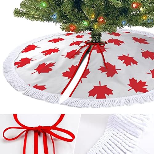 חצאית עץ חג המולד של עלה מייפל קנדה לקישוטים למסיבות חג עם תחרה ציצית