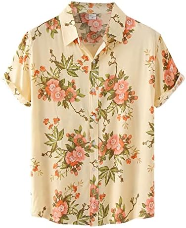 חולצות חוף לגברים חולצות לגברים חולצות חוף לגברים חולצת אופנה מזדמנת גברים פרח עליון הוואי חולצה עבור