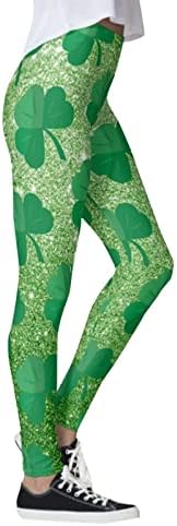 מכנסי יוגה דקים של Famoore פלוס מכנסיים בגודל חותלות המתרוצצות ליוגה לנשים המזל ליגה ירוק טקסטו מכנסי יוגה עבור