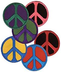 מיני סימן שלום קשת קומבו - סימן השלום של מאט סטיוארט אמנות תפירה ברזל רקום 1.5 אינץ ', 6 טלאי טלאים
