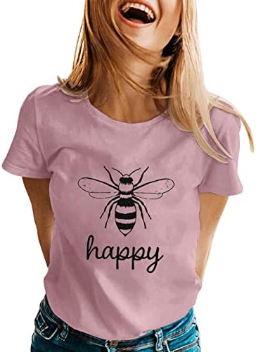 ארוך שרוול נשים אביב קיץ דבורים מודפס קצר שרוול או צוואר חולצה למעלה נשים קיץ טיז