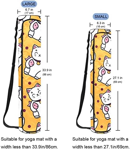 חמוד יפן קריקטורה מזל חתולים דגים צהוב יוגה מחצלת עם רצועת כתף יוגה מחצלת תיק חדר כושר תיק חוף תיק