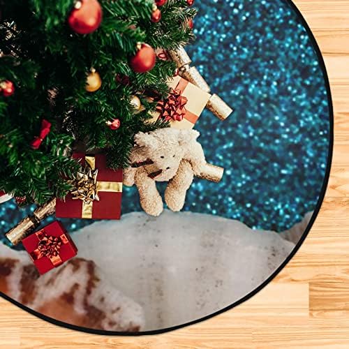 מחצלת עץ חג המולד של ג'יוצ'ואן מחצלת צדפים אטומים למים על מחצלת עץ נצנצים כחולה באקווה 28.3 אינץ 'עץ חג המולד