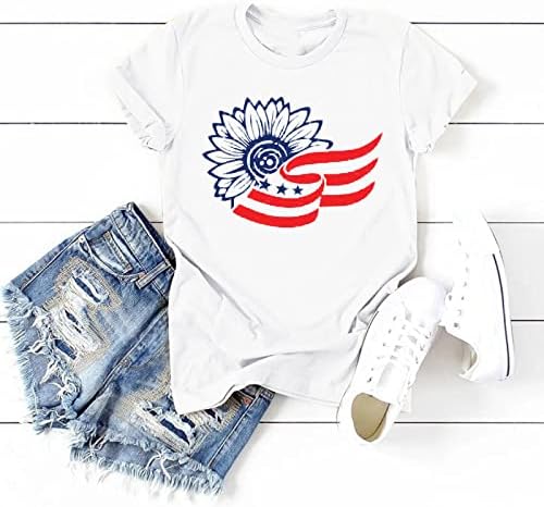 Viyabling 4 ביולי דגל אמריקאי הדפס חולצות פטריוטיות לנשים שרוול מזדמן לבוש קיץ קפלים חולצות חולצות קיץ