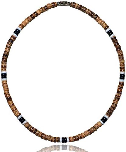 ילידים אוצר-חום טייגר קוקו חרוז 2 שחור 2 לבן פוקה מעטפת הגולש שרשרת