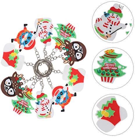 ליובו 10 יחידות צבעוני חג המולד מחזיק מפתחות מפתח טבעת קריקטורה חג המולד מחזיק מפתחות תליוני חג המולד קישוט