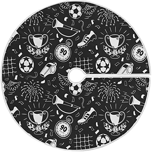 כדור כדורגל Oarencol ספורט דפוס שחור חצאית עץ חג המולד 36 אינץ 'מפלגת חג עץ עץ קישוטי מחצלת