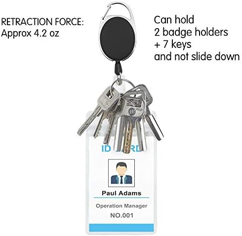 גוגו 4 חבילות מחזיק תג מחזיק מפתחות נשלף עם קליפ חגורת סליל קרבינר וטבעת מפתח, כחול