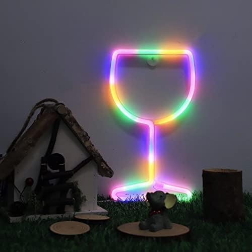 שלטי ניאון מזכוכית יין, אורות ניאון LED לעיצוב קיר סוללה/USB מופעלת אורות לילה מנורת בר לבית, לחג המולד, ליל