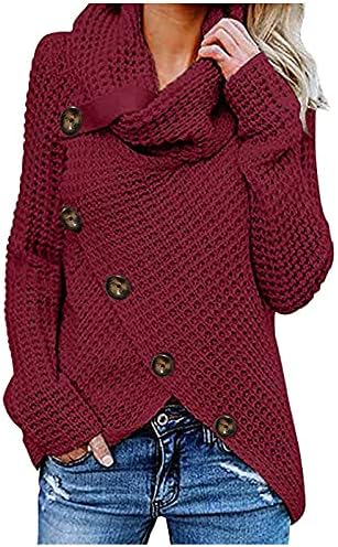 סוודרים של צווארון גולף נשים סוודרים כבלים לבושים סרוג סוודר שרוול ארוך סוודר צבע אחיד