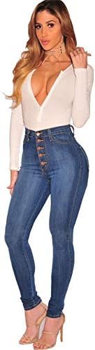 מכנסי ג'ינס רזים נמתחים ומותניים נמתחים של נשים רזות גבוהות מכנסיים נמתחים רזה מכנסיים עם מכנסי רוכסן