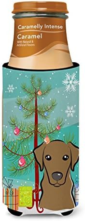 אוצרות קרוליין BB1606MUK עץ חג המולד ושוקולד Labrador Ultra Hugger לפחיות רזות, יכול שרוול קריר יותר מכונה מכונה משקה
