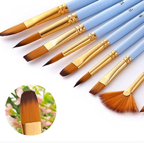 BHVXW 12 מברשות צבע עדינות הגדרת סגנון שיער ניילון בגדלים שונים של שמן אקרילי אמן צבעי מים אמן ציור עט