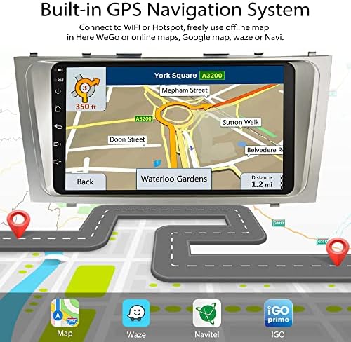 סטריאו לרכב מסך מגע בגודל 9 אינץ 'עבור טויוטה קאמרי 2006-2011 רדיו, יחידת ראש אנדרואיד של Hikity עם GPS Navigation