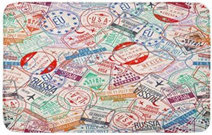16 24 אמבטיה מחצלת דרכון חותמת בינלאומי כניסות סימן גומי ויזה שדה תעופה מפנק אמבטיה דקור אמבטיה שטיח עם החלקה גיבוי